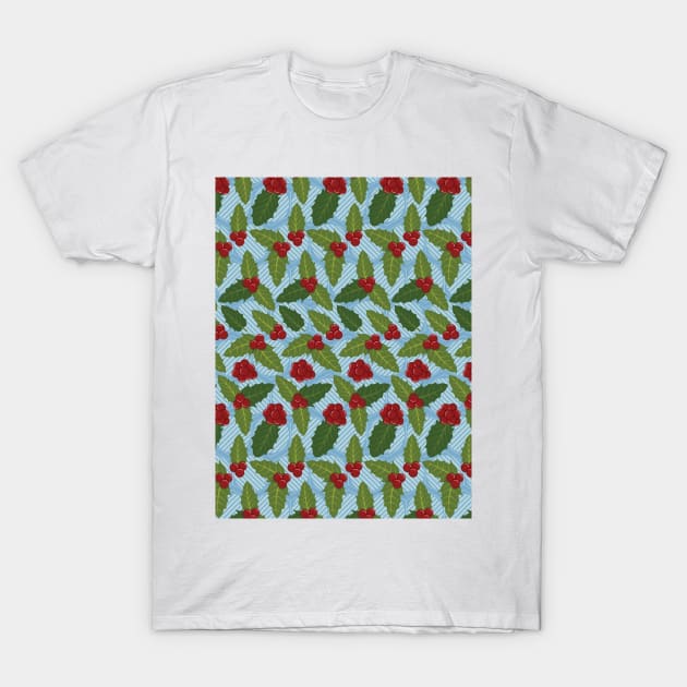 Holly Berry Pattern T-Shirt by zarya_kiqo